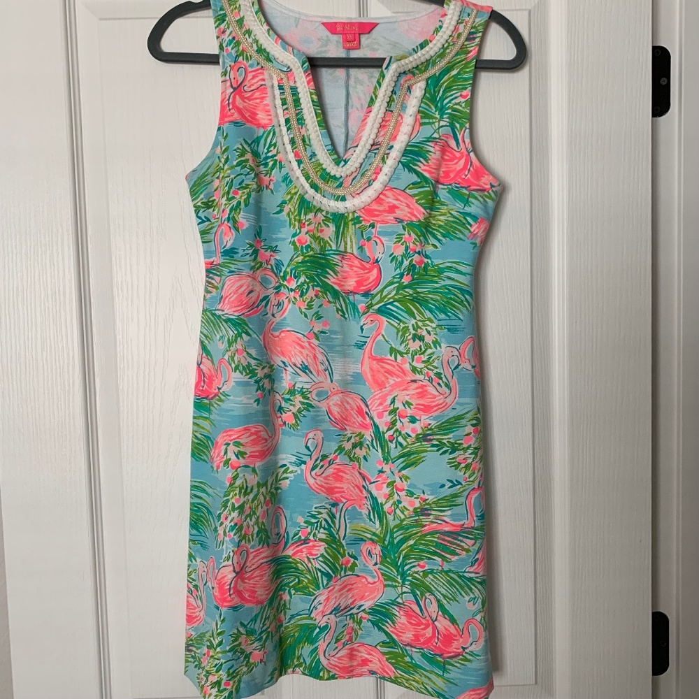 Lilly Pulitzer Harper Shift Floridita Pink Flamingo  Dress XS Like New